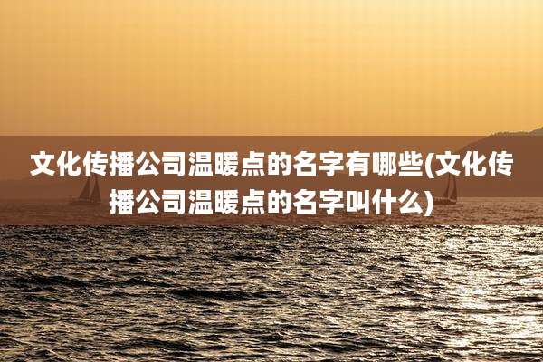 文化传播公司温暖点的名字有哪些(文化传播公司温暖点的名字叫什么)