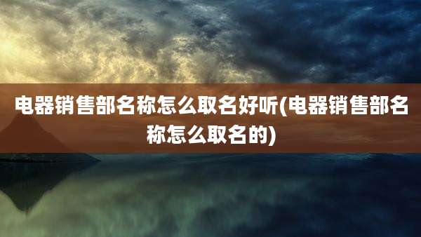 电器销售部名称怎么取名好听(电器销售部名称怎么取名的)