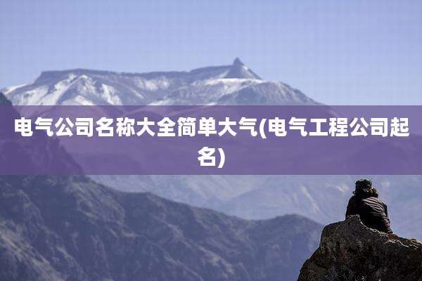 电气公司名称大全简单大气(电气工程公司起名)