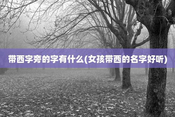 带西字旁的字有什么(女孩带西的名字好听)