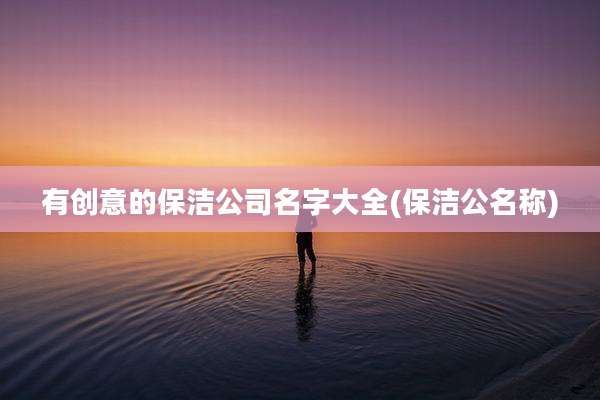 有创意的保洁公司名字大全(保洁公名称)