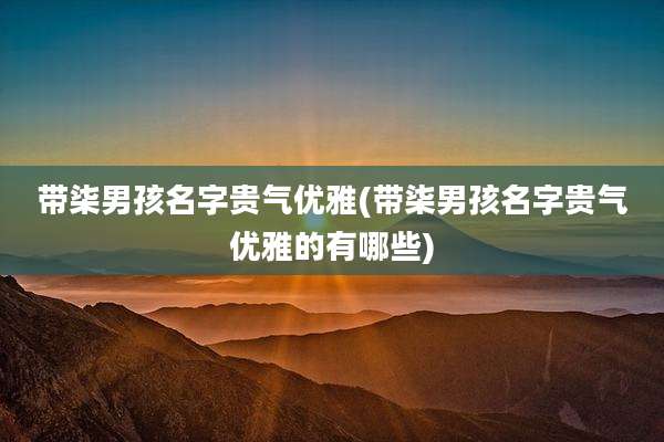 带柒男孩名字贵气优雅(带柒男孩名字贵气优雅的有哪些)