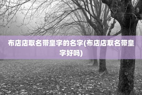 布店店取名带皇字的名字(布店店取名带皇字好吗)