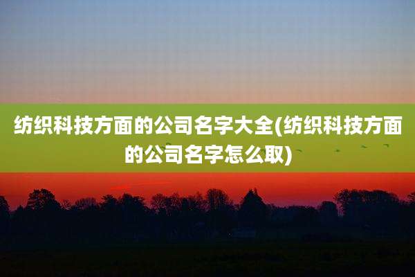 纺织科技方面的公司名字大全(纺织科技方面的公司名字怎么取)