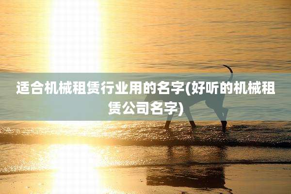 适合机械租赁行业用的名字(好听的机械租赁公司名字)