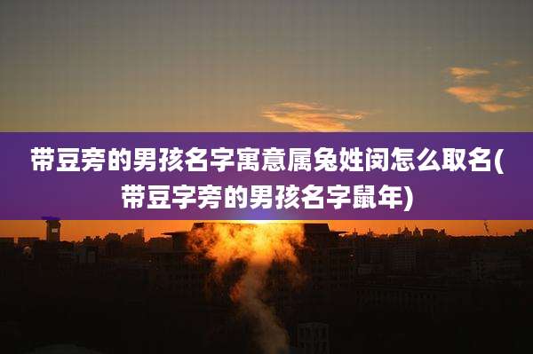 带豆旁的男孩名字寓意属兔姓闵怎么取名(带豆字旁的男孩名字鼠年)