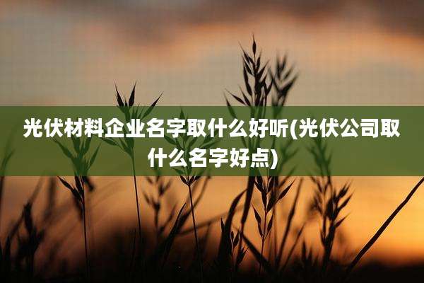 光伏材料企业名字取什么好听(光伏公司取什么名字好点)