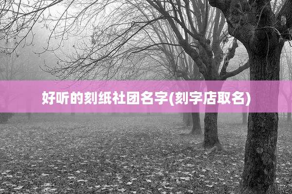 好听的刻纸社团名字(刻字店取名)