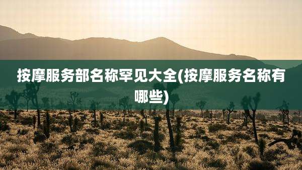 按摩服务部名称罕见大全(按摩服务名称有哪些)