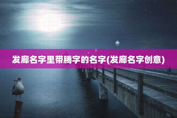 发廊名字里带腾字的名字(发廊名字创意)