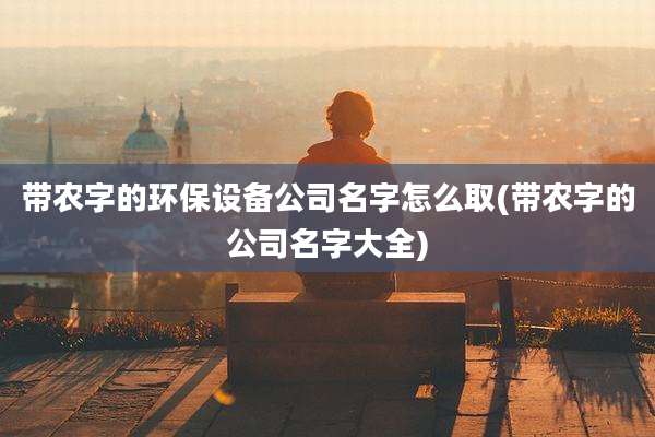 带农字的环保设备公司名字怎么取(带农字的公司名字大全)