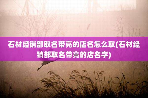 石材经销部取名带亮的店名怎么取(石材经销部取名带亮的店名字)