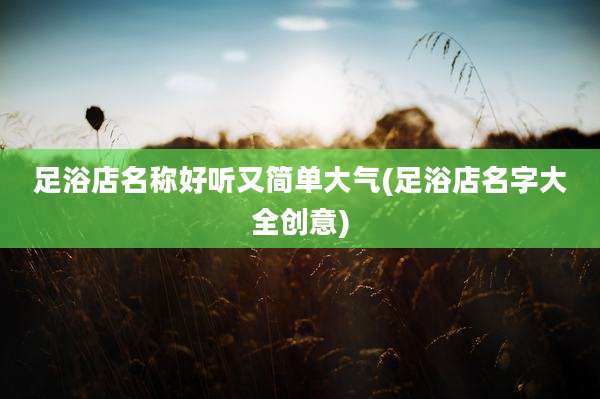 足浴店名称好听又简单大气(足浴店名字大全创意)