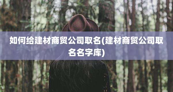 如何给建材商贸公司取名(建材商贸公司取名名字库)