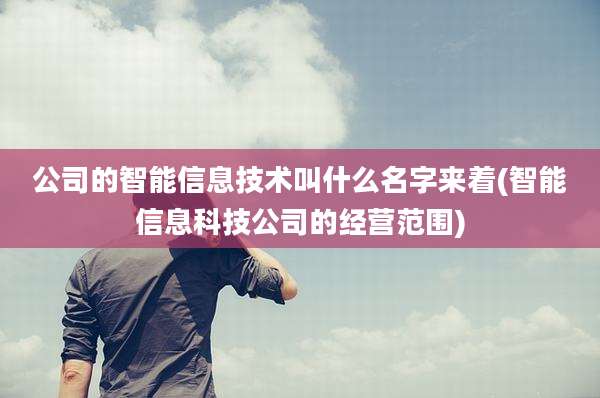 公司的智能信息技术叫什么名字来着(智能信息科技公司的经营范围)