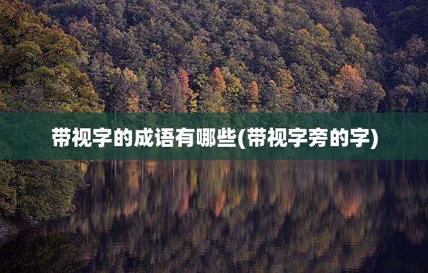 带视字的成语有哪些(带视字旁的字)