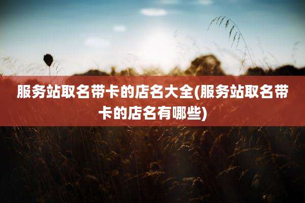 服务站取名带卡的店名大全(服务站取名带卡的店名有哪些)