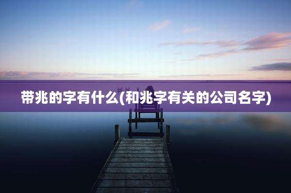 带兆的字有什么(和兆字有关的公司名字)