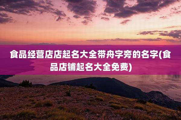 食品经营店店起名大全带舟字旁的名字(食品店铺起名大全免费)