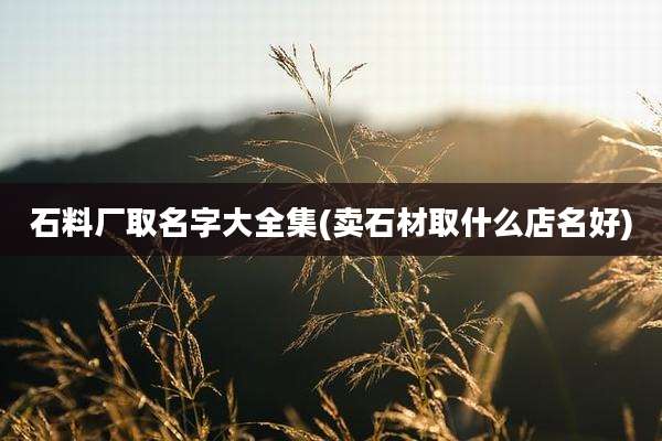 石料厂取名字大全集(卖石材取什么店名好)