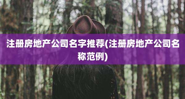 注册房地产公司名字推荐(注册房地产公司名称范例)