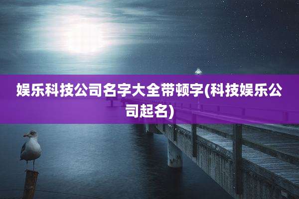 娱乐科技公司名字大全带顿字(科技娱乐公司起名)