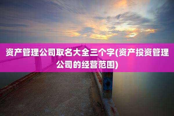 资产管理公司取名大全三个字(资产投资管理公司的经营范围)