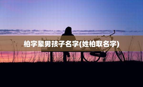 柏字辈男孩子名字(姓柏取名字)