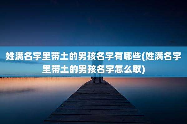 姓满名字里带土的男孩名字有哪些(姓满名字里带土的男孩名字怎么取)