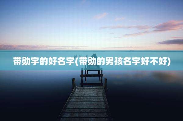 带勋字的好名字(带勋的男孩名字好不好)