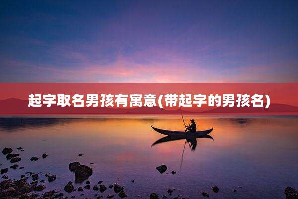 起字取名男孩有寓意(带起字的男孩名)