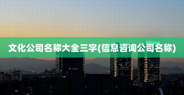 文化公司名称大全三字(信息咨询公司名称)