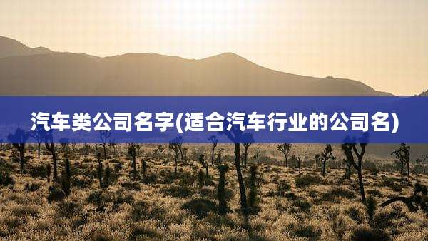 汽车类公司名字(适合汽车行业的公司名)