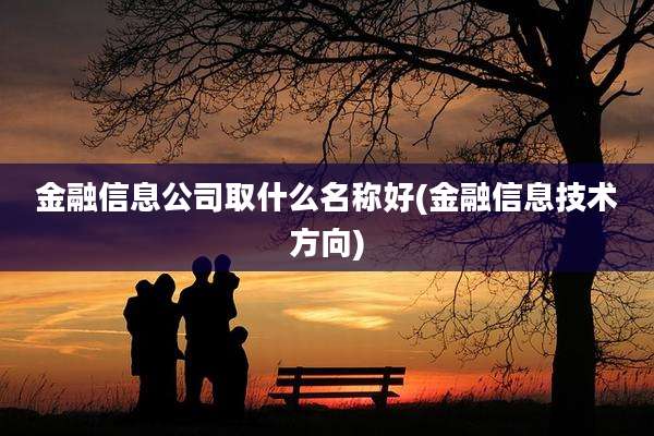 金融信息公司取什么名称好(金融信息技术方向)