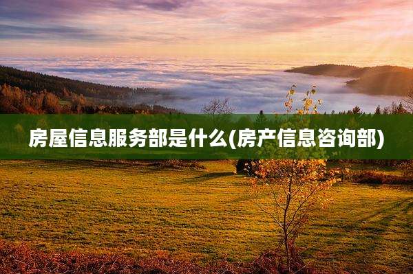 房屋信息服务部是什么(房产信息咨询部)