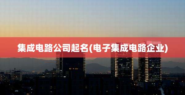集成电路公司起名(电子集成电路企业)