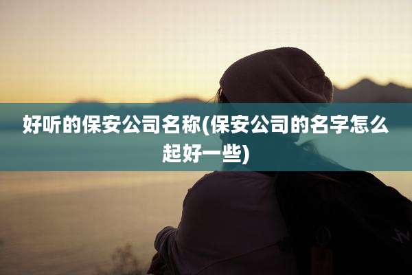 好听的保安公司名称(保安公司的名字怎么起好一些)
