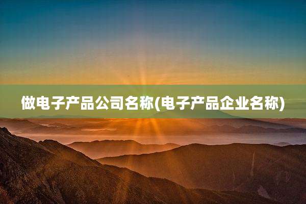 做电子产品公司名称(电子产品企业名称)