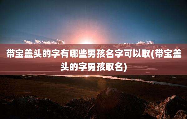 带宝盖头的字有哪些男孩名字可以取(带宝盖头的字男孩取名)