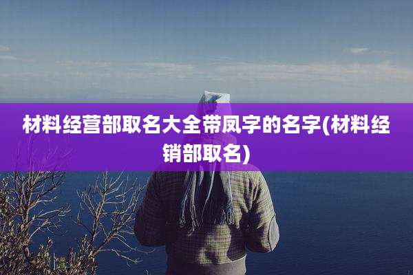 材料经营部取名大全带凤字的名字(材料经销部取名)
