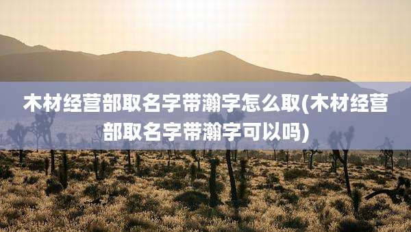 木材经营部取名字带瀚字怎么取(木材经营部取名字带瀚字可以吗)