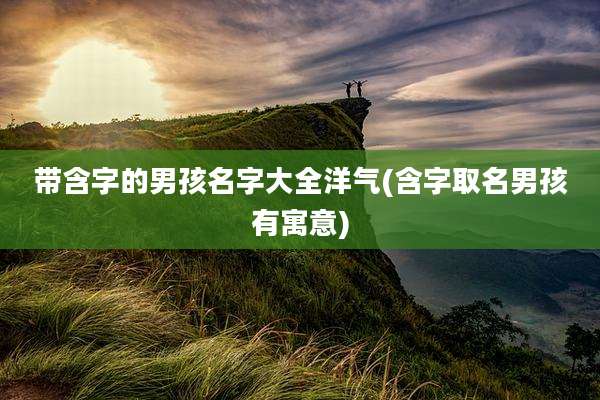 带含字的男孩名字大全洋气(含字取名男孩有寓意)