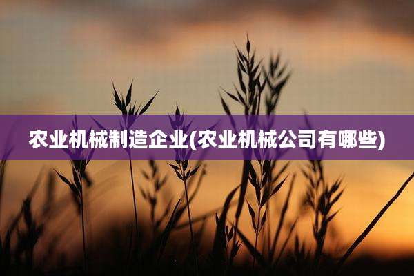 农业机械制造企业(农业机械公司有哪些)