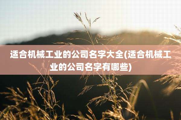 适合机械工业的公司名字大全(适合机械工业的公司名字有哪些)