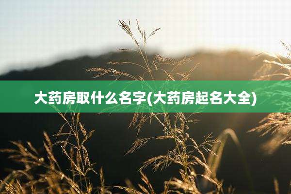 大药房取什么名字(大药房起名大全)