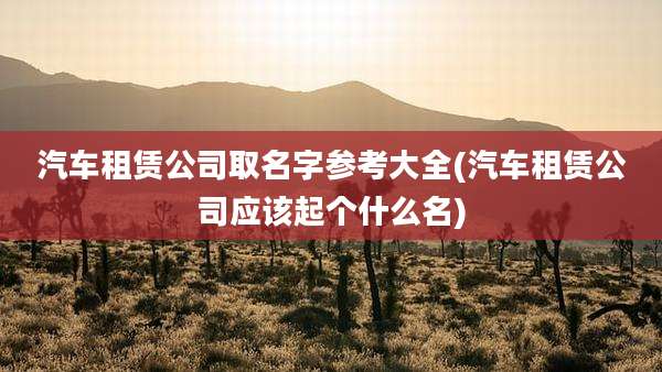 汽车租赁公司取名字参考大全(汽车租赁公司应该起个什么名)