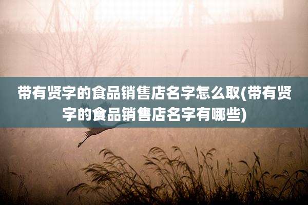 带有贤字的食品销售店名字怎么取(带有贤字的食品销售店名字有哪些)