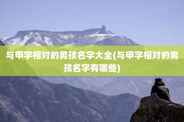 与甲字相对的男孩名字大全(与甲字相对的男孩名字有哪些)