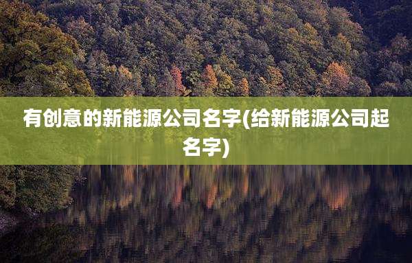 有创意的新能源公司名字(给新能源公司起名字)
