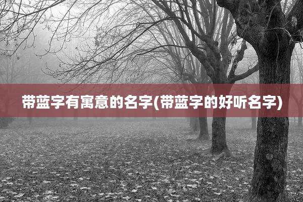 带蓝字有寓意的名字(带蓝字的好听名字)
